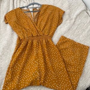 Burnt orange/mustard polka dot jumpsuit